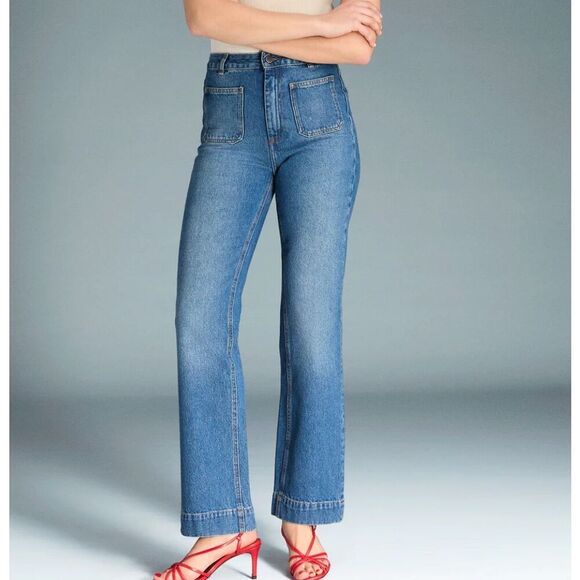 Rouje Denim - Rouje Paris Blue Cotton High Waist Front Pocket Belleville Jeans Size 32